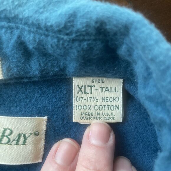 Vintage 1993 St John’s Bay Chamois Cloth Tea Blue Heavy Flannel Men’s XL Tall - Picture 13 of 14